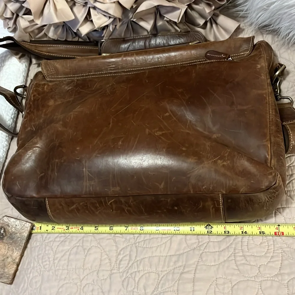 SMRITI Vintage Distressed Brown Leather Crossbody Shoulder Messenger Bag